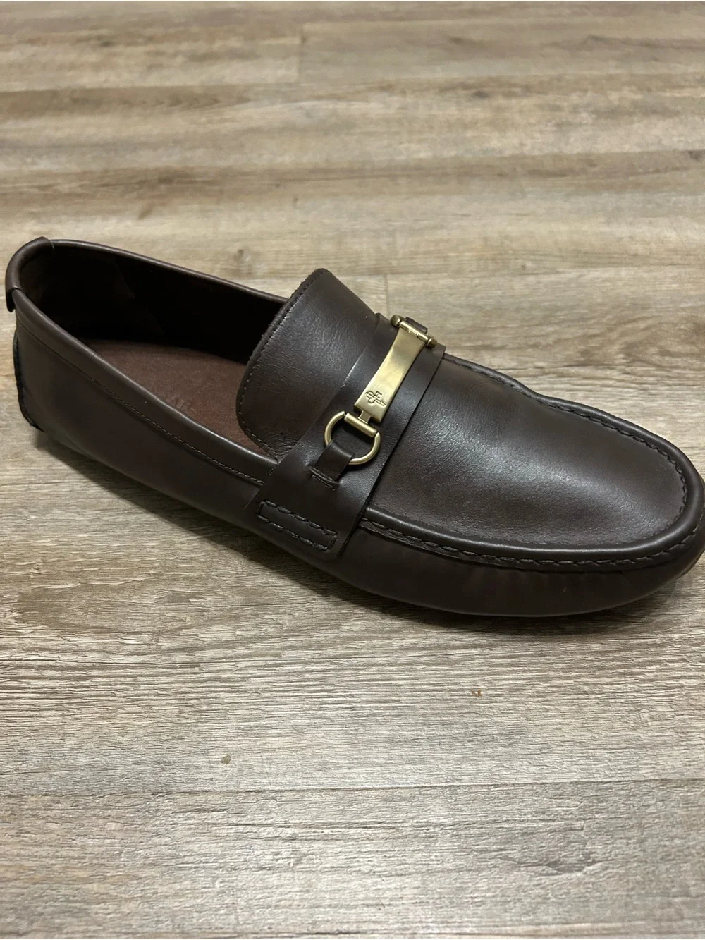 Cole Han Somerset Men's Size 11.5 M Brown Leather Driving Loafers Gold Horse Bit